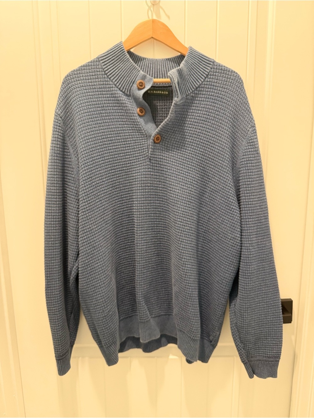 G.H. Bass & Co. Light Blue Waffle Knit Henley Sweater